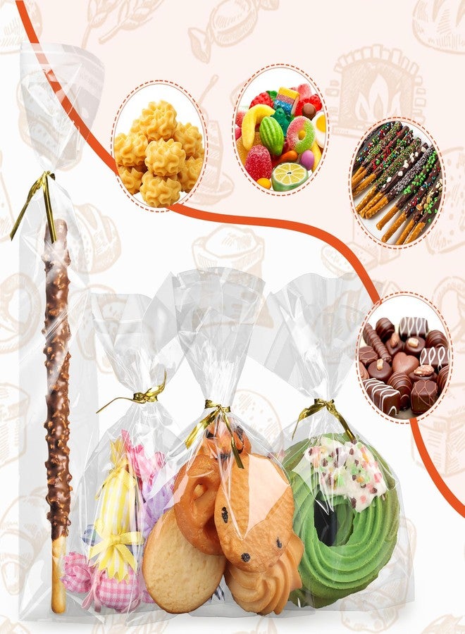 Lemicin 200 Pcs Pretzel Rod Bags Small Clear Individual Plastic Self Sealing Cellophane Treat Bags with Twist Ties for Chocolate Candies Cookies Candy Packaging Wrapping Gift Party Favors - Image 3